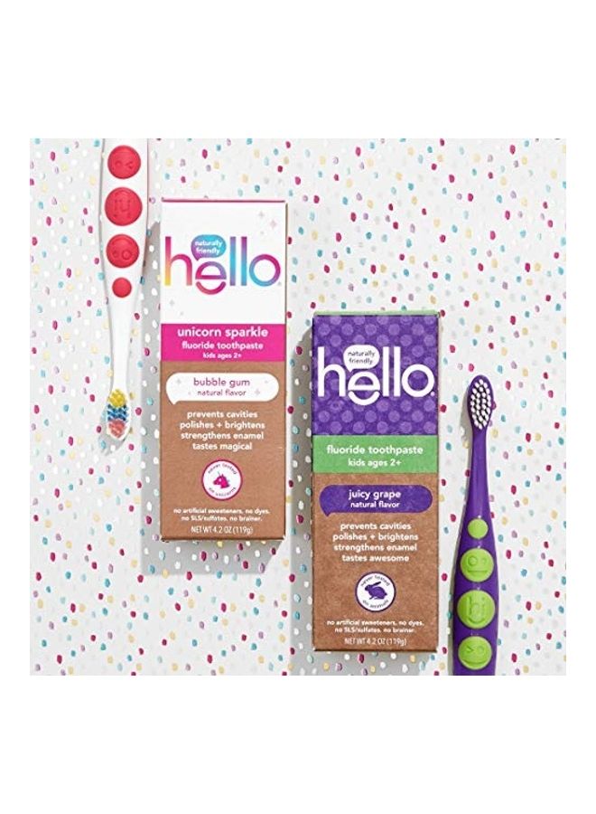 Hello 4-Pack Unicorn Sparkle Flouride Toothpaste with Natural Bubble Gum Flavor Multicolour 119grams  - Image 2