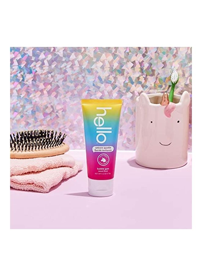 Hello 4-Pack Unicorn Sparkle Flouride Toothpaste with Natural Bubble Gum Flavor Multicolour 119grams  - Image 3