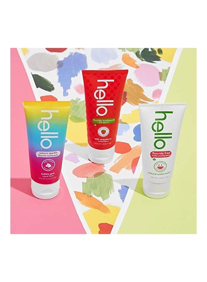 Hello 4-Pack Unicorn Sparkle Flouride Toothpaste with Natural Bubble Gum Flavor Multicolour 119grams  - Image 5