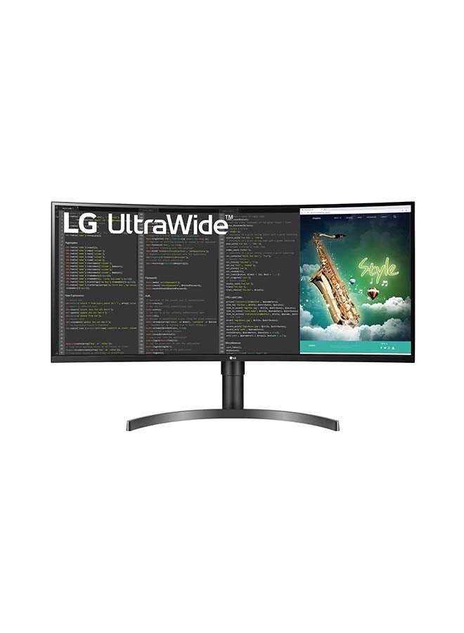LG - 35 inch Curved UltraWide Monitor QHD (3440x1440)/ HDR 10/ 100Hz/ AMD FreeSync/ USB Type-C/ OnScreen Control/ Flicker Safe/ Speakers 35WN75C Black - Image 1