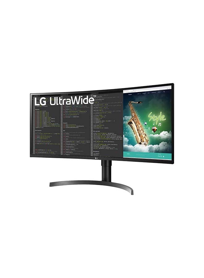 LG - 35 inch Curved UltraWide Monitor QHD (3440x1440)/ HDR 10/ 100Hz/ AMD FreeSync/ USB Type-C/ OnScreen Control/ Flicker Safe/ Speakers 35WN75C Black - Image 1