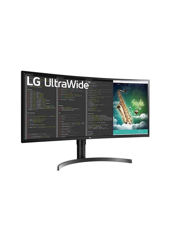 LG - 35 inch Curved UltraWide Monitor QHD (3440x1440)/ HDR 10/ 100Hz/ AMD FreeSync/ USB Type-C/ OnScreen Control/ Flicker Safe/ Speakers 35WN75C Black - Image 1