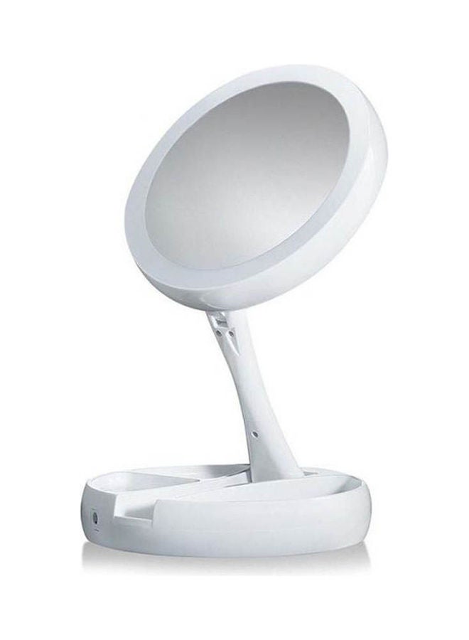 Generic Portable Led Makeup Mirror, Compact Folding 1X/10X Magnifying Vanity Mirror, Cosmetic Makeup Mirror For Travel/Bathroom/Home Decorative White  - Image 1