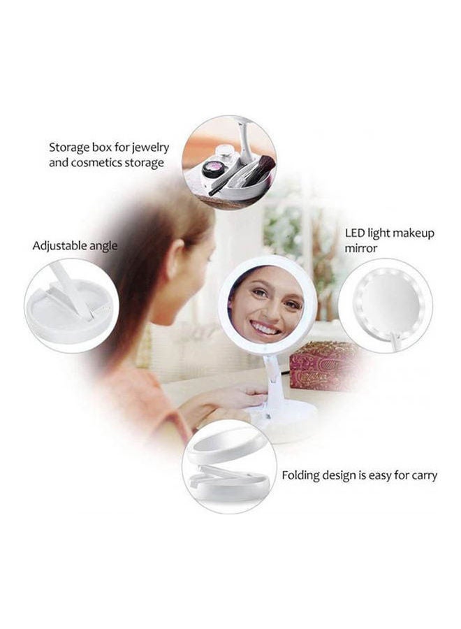 Generic Portable Led Makeup Mirror, Compact Folding 1X/10X Magnifying Vanity Mirror, Cosmetic Makeup Mirror For Travel/Bathroom/Home Decorative White  - Image 2