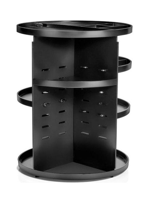 360 Rotating Makeup Organizer Storage Holder, Adjustable Make Up Caddy Spinning Bathroom/Vanity Countertop Shelf, Save Space Carousel Cosmetic Accessries Display Case Black