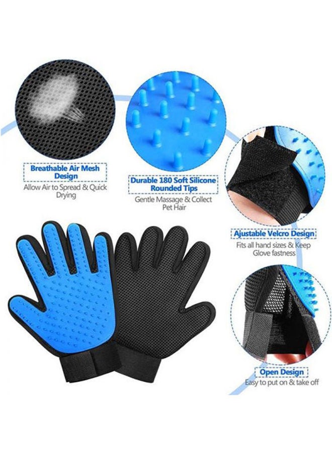 Pet Grooming Glove, Bath Brush For Dog & Cat, Pet Hair Remover Gloves For Grooming, Shedding, Bathing, Massage, Efficient Brushes Magic Mitt Enhanced Five Finger Design, 1 Pair Blue/Black - Image 2