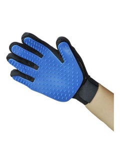 Pet Grooming Glove, Efficient Pet Hair Remover, Gentle Deshedding Brush Glove, Massage Tool With Unique Five Finger Design Long And Short Fur Dogs And Cats, Blue Blue/Black