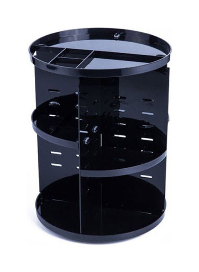 صندوق تخزين مستحضرات التجميل متعدد الوظائف وقابل للدوران بزاوية 360 درجة ومكوّن من 7 طبقات قابل للتعديل ومزوّد بصينية علوية بحجم صغير وسعة كبيرة لون أسود - Image 1