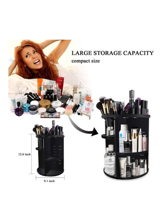صندوق تخزين مستحضرات التجميل متعدد الوظائف وقابل للدوران بزاوية 360 درجة ومكوّن من 7 طبقات قابل للتعديل ومزوّد بصينية علوية بحجم صغير وسعة كبيرة لون أسود - Image 2