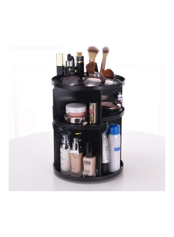 علبة لتخزين وتنظيم الماكياج ومستحضرات التجميل بتصميم عصري دوار بزاوية 360 درجة مزودة بحامل للفرش والمجوهرات - لون أسود أسود - Image 2