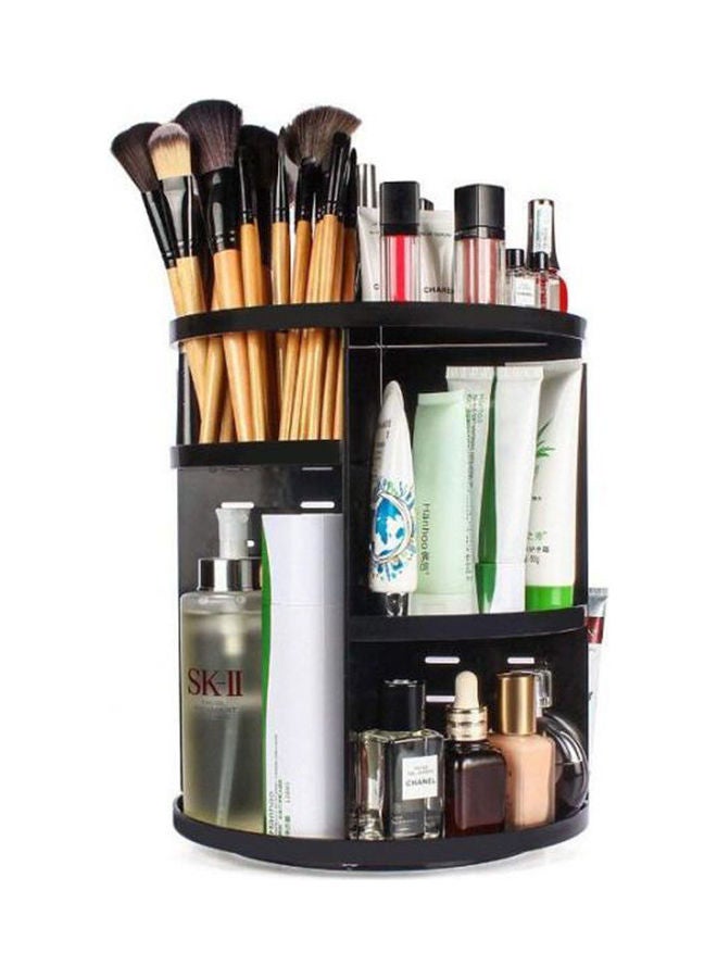 Diy 360 Rotating Makeup Organizer Holder Multi-Fuction Detachable Adjustable Cosmetic Storage Box Case Shelf Brush Rack Black