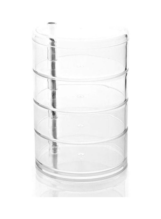 منظم مستحضرات تجميل بتصميم أسطواني مكون من 4 طبقات شفاف - Image 1