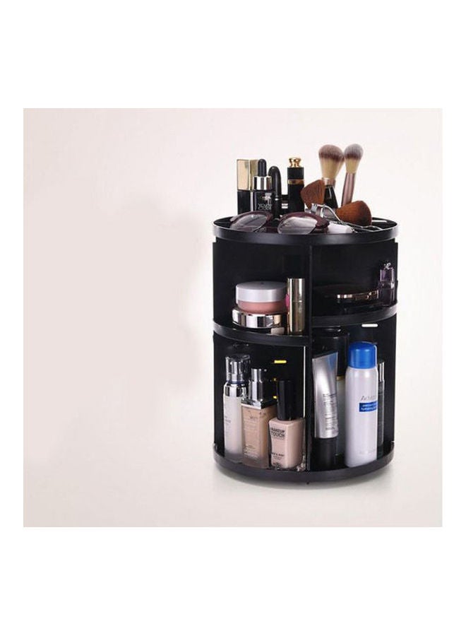 صندوق تخزين منظم للمكياج قابل للتعديل والدوران بزاوية 360 درجة يتميز بسعة كبيرة لتخزين فرش مستحضرات التجميل وأحمر الشفاه أسود - Image 2