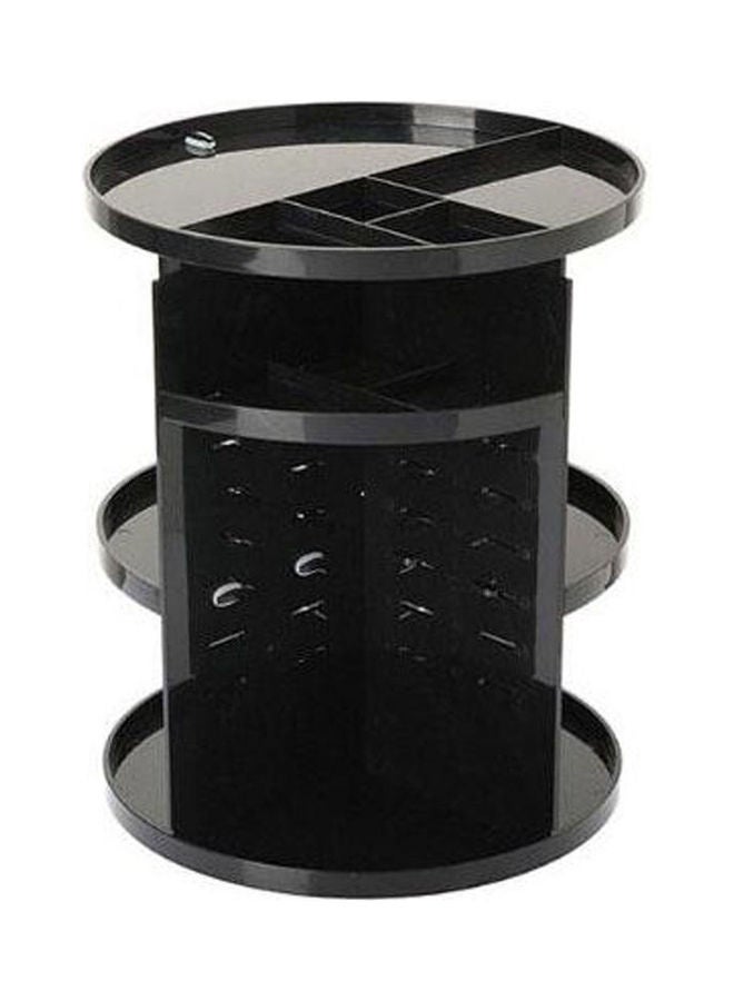 صندوق تخزين منظم للمكياج قابل للتعديل والدوران بزاوية 360 درجة يتميز بسعة كبيرة لتخزين فرش مستحضرات التجميل وأحمر الشفاه أسود - Image 1