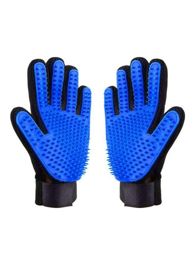 Generic - 1 Pair Pet Grooming Gloves, Gentle Deshedding Brush Gloves, Pet Hair Remover Mitt For Dog And Cat With Long And Short Fur, With Enhanced Left And Right Five Finger Gloves Blue/Black - Image 1