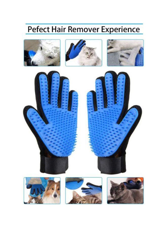 Generic - 1 Pair Pet Grooming Gloves, Gentle Deshedding Brush Gloves, Pet Hair Remover Mitt For Dog And Cat With Long And Short Fur, With Enhanced Left And Right Five Finger Gloves Blue/Black - Image 1