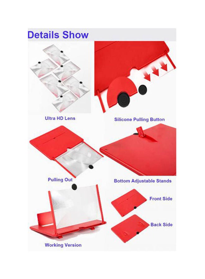 Mobile Phone Video Amplifier Enlarge Screen Magnifier 3D 10 Inch Your Portable Home Cinema Red - Image 2