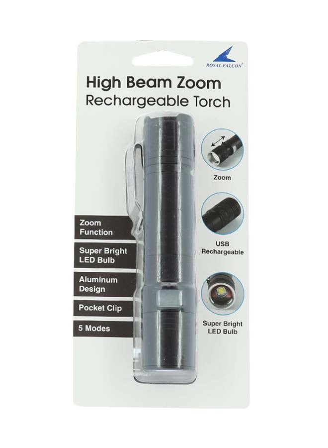 Royal Falcon High Beam Zoom Rechargeable Torch Black 19.2cm - Image 1