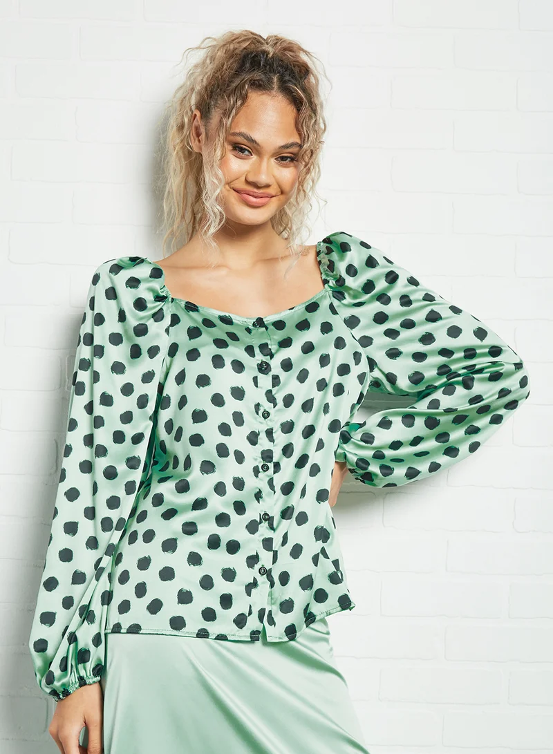 Sivvi x GenM Polka Dot Print Top