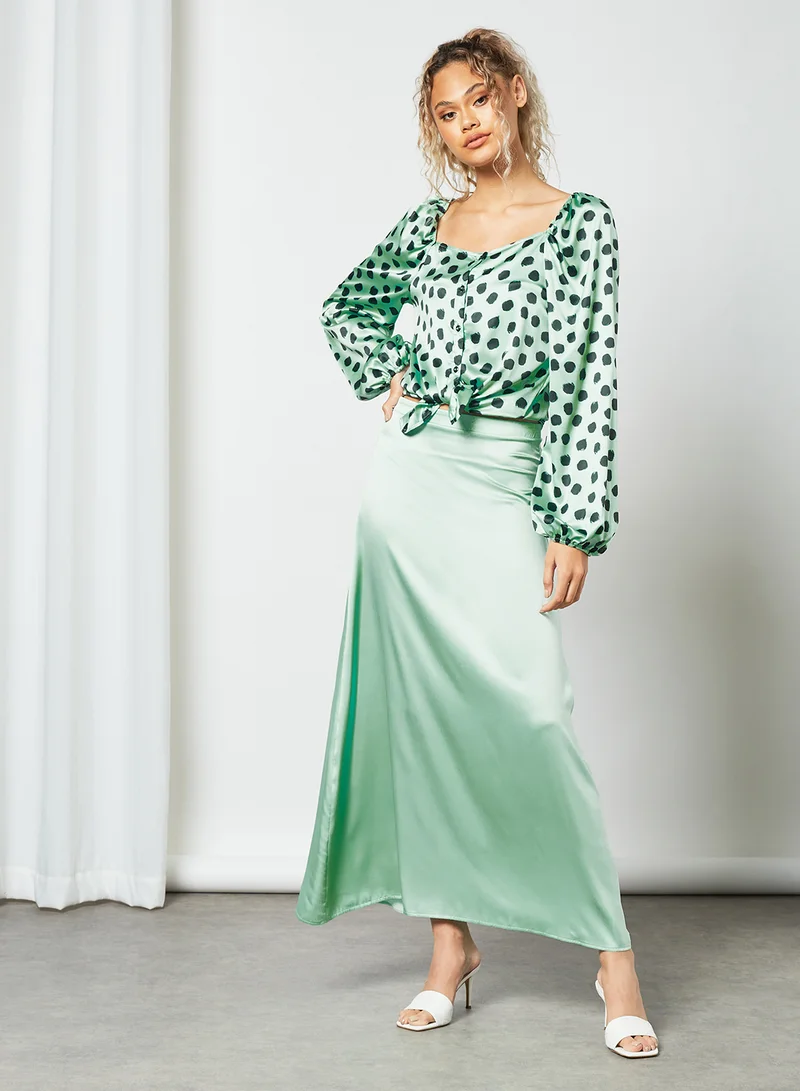 Sivvi x GenM Polka Dot Print Top Green