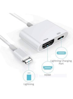 ICS Lightning to HDMI Adapter Screen Connector with Charging Port for iPhone White  - Image 2