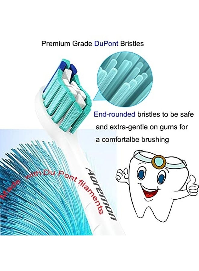 Aoremon 10-Piece Replacement Toothbrush Heads For Philips Sonicare White/Blue - Image 2