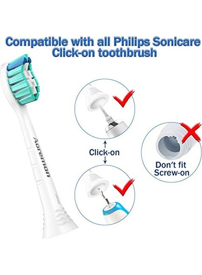 Aoremon 10-Piece Replacement Toothbrush Heads For Philips Sonicare White/Blue - Image 3