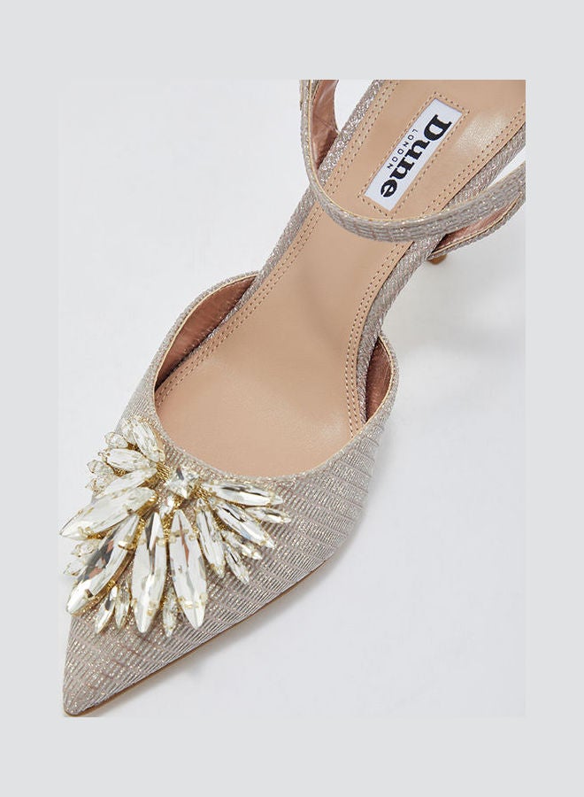 Dune LONDON - Cherish Di Jewel Embellished Heeled Court Sandals Silver - Image 1