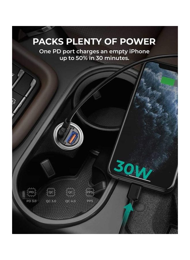 Aukey - PD Nano Car Charger 30W 2-Port USB-A & USB-C A3 - Image 1