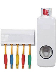 Generic Home Automatic Toothpaste Dispenser Toothbrush Holder Bathroom Products Wall Mount Rack Bath Set Toothpaste Squeezers White White 