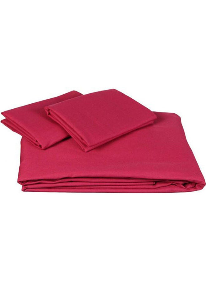 Lantique - Bed Sheet Set 3 Pieces Cotton Burgundy 240X260 - Image 1