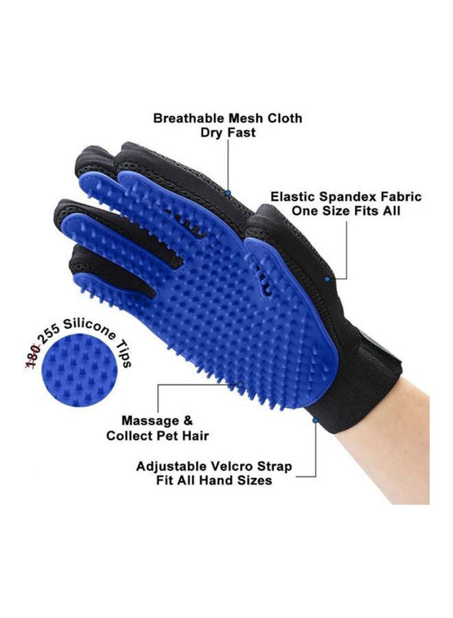 Generic - Pet Grooming Glove - Gentle Deshedding Brush Glove - Efficient Pet Hair Remover Mitt - Enhanced Five Finger Design - Perfect For Dog & Cat With Long & Short Fur - 1 Pair Blue/Black - Image 1