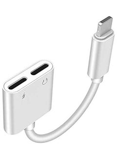 2 in 1 Headphone Adapter Lightning Cable and Splitter for iPhone White