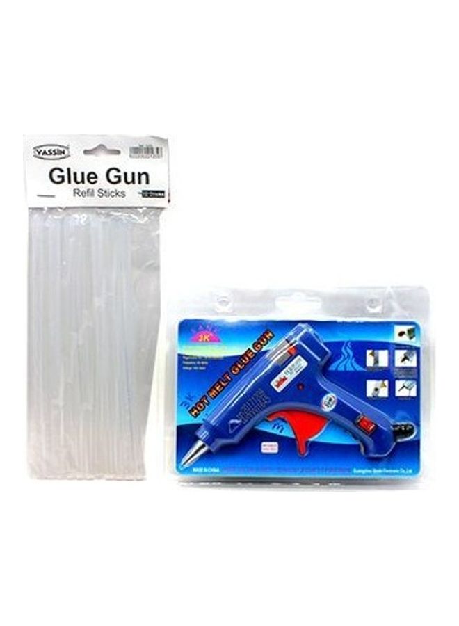 Small Hot Melt Glue Gun - 20 W + Pack Of Refill Sticks - 12 Pcs Clear - Image 2