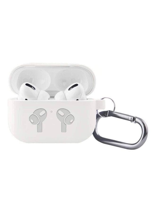 أي سي إس غطاء حماية واقٍ مزود بحلقة بقفل زنبركي لسماعة أبل آيربودز برو أبيض