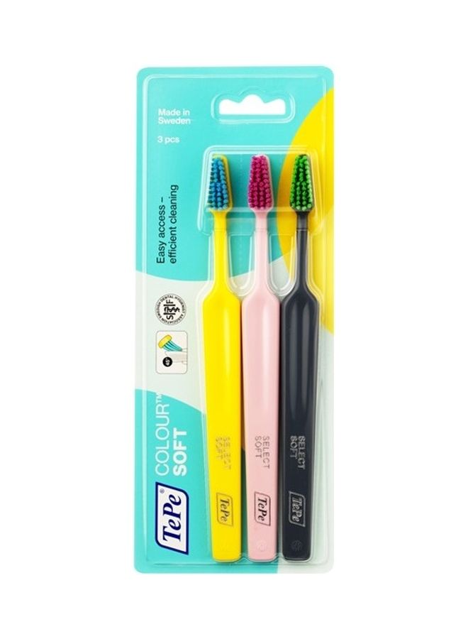 تيبي مجموعة فرش أسنان سوفت بليستر مكونة من 3 قطع متعدد الألوان - Image 1