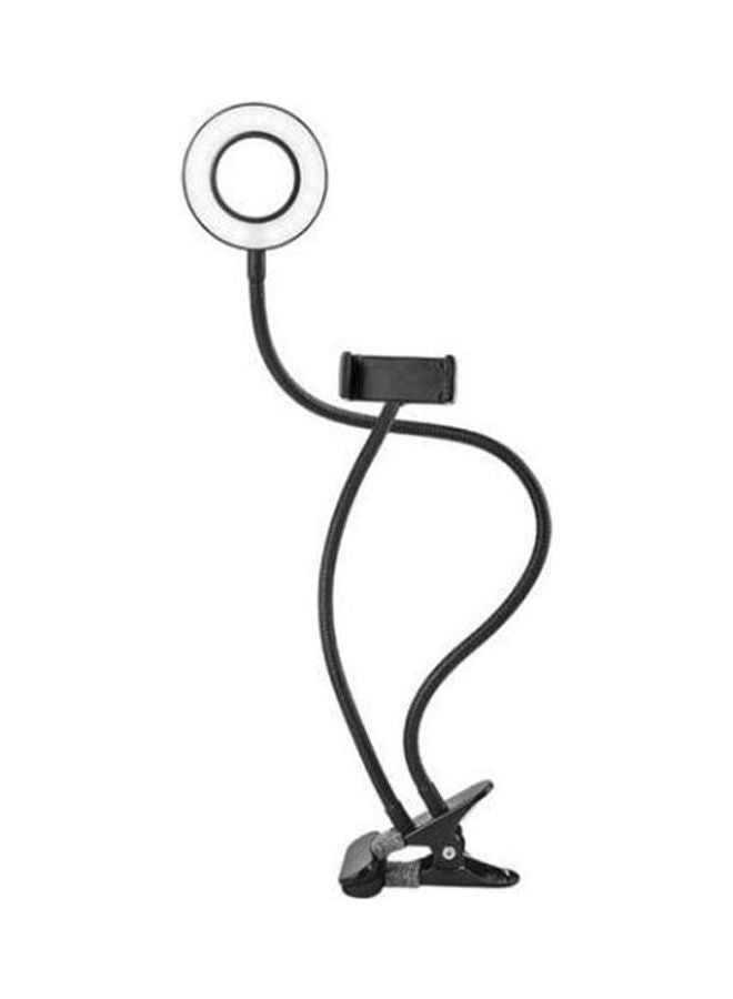 Universal 2-In-1 Cell Phone Lazy Holder With Led Selfie Ring Light Live Stream For Iphone Phone Clip Holder Bracket Desk Lamp Black/White - Image 1