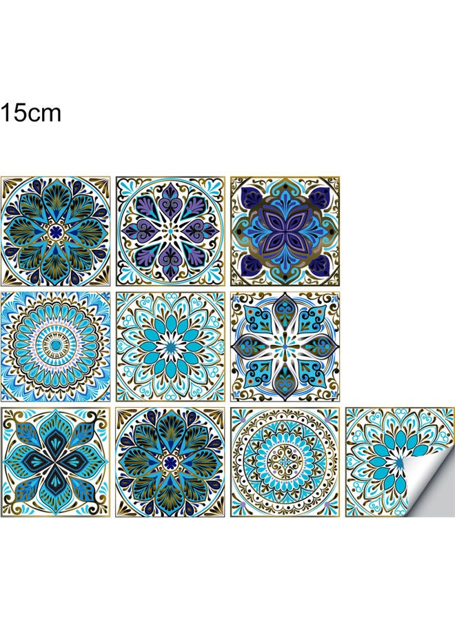 10-Piece Wear Resistance Waterproof PVC Mandala Hard Wall Stickers Multicolour - Image 1