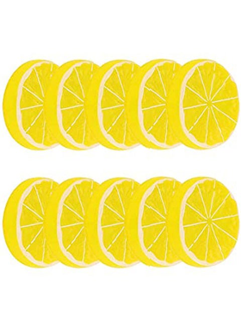 10-Piece Eco-Friendly Vivid PVC Artificial Lemon Slices Yellow