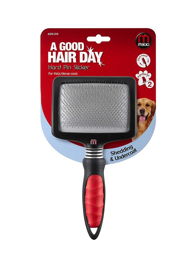Mikki Hard Pin Slicker Dog Brush Red/Black XL - Image 1