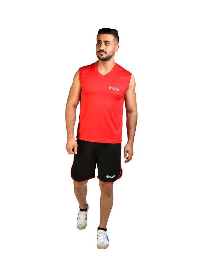 Evolve - V-Neck Casual T-Shirt Red - Image 1