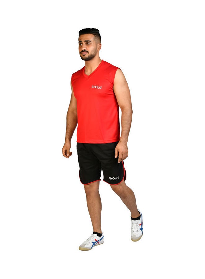 Evolve - V-Neck Casual T-Shirt Red - Image 1