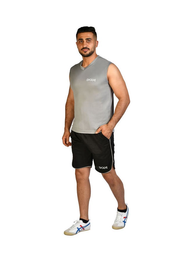 Evolve V-Neck Casual T-Shirt Grey - Image 5