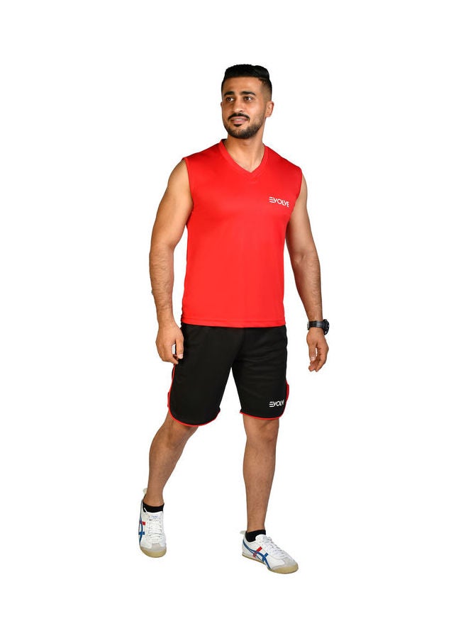 Evolve - V-Neck Casual T-Shirt Red - Image 1