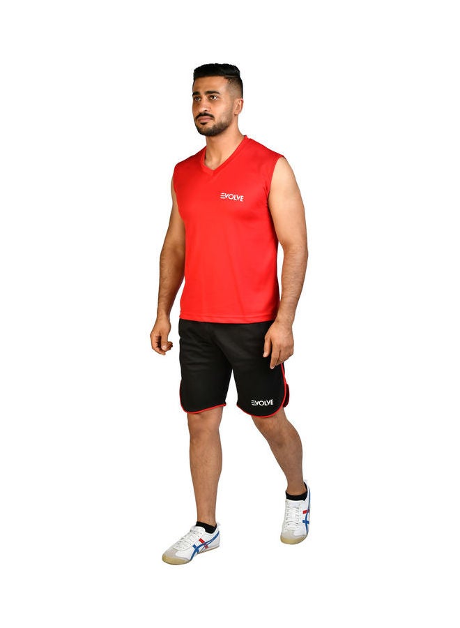 Evolve - V-Neck Casual T-Shirt Red - Image 1