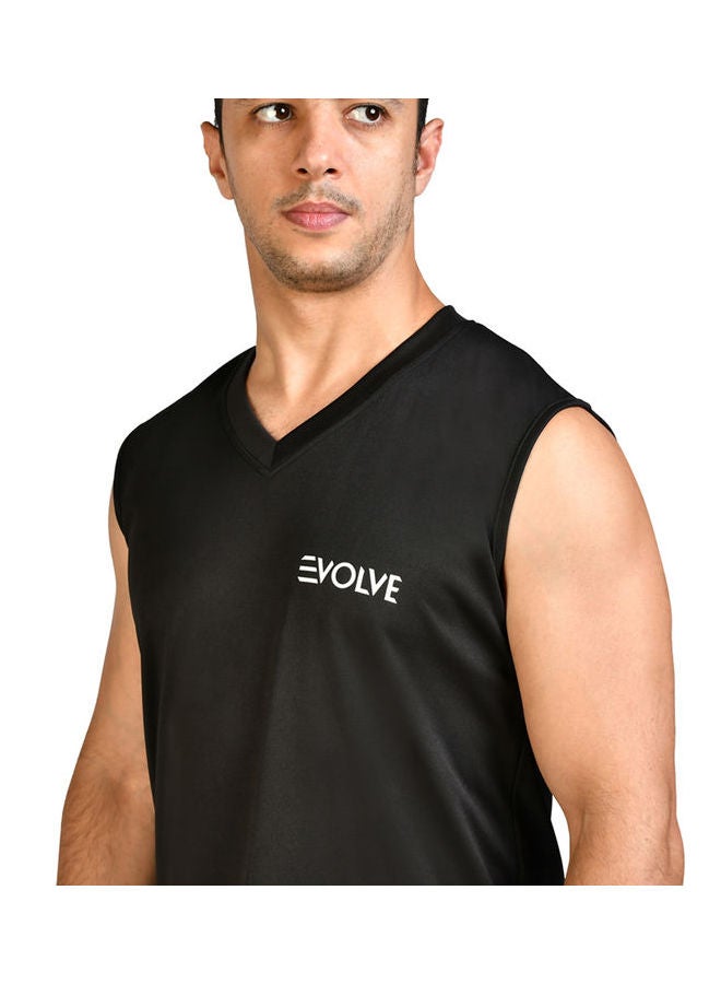 Evolve - V-Neck Casual T-Shirt Black - Image 1