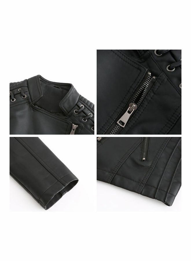 جوي شيك معطف كلاسيكي قصير لراكبي الدراجات أسود - Image 4