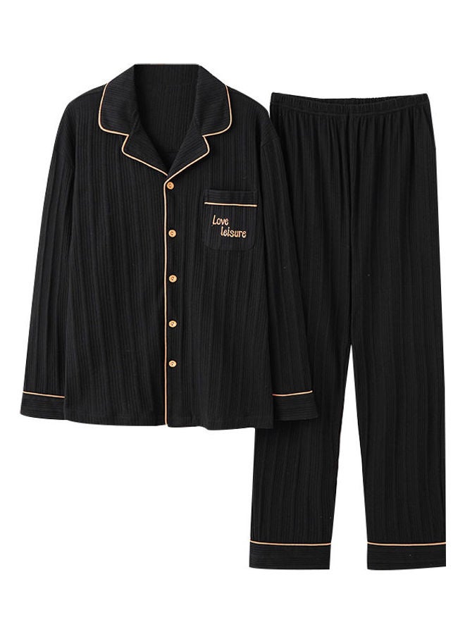 Joychic - 2-Piece Striped Pyjama Set Black - Image 1
