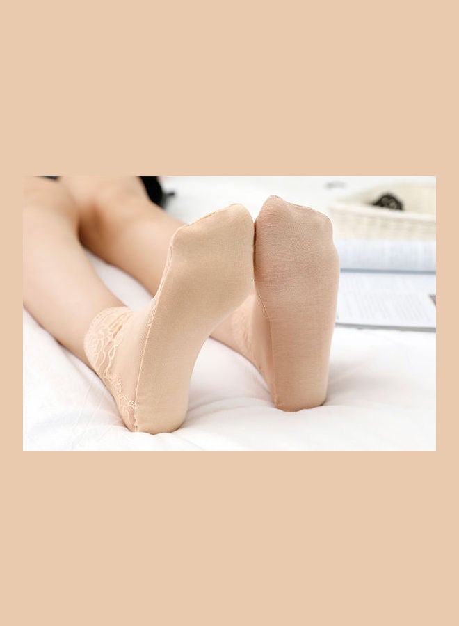 جوي شيك جوارب بطول الكاحل من الدانتيل مزينة بالزهور بيج - Image 4