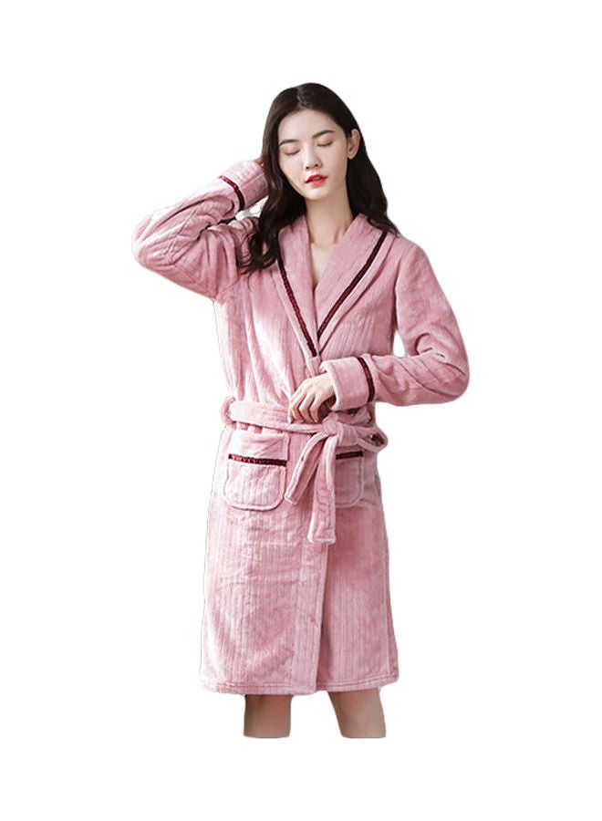 Joychic Coral Velvet Night Robe Pink  - Image 3